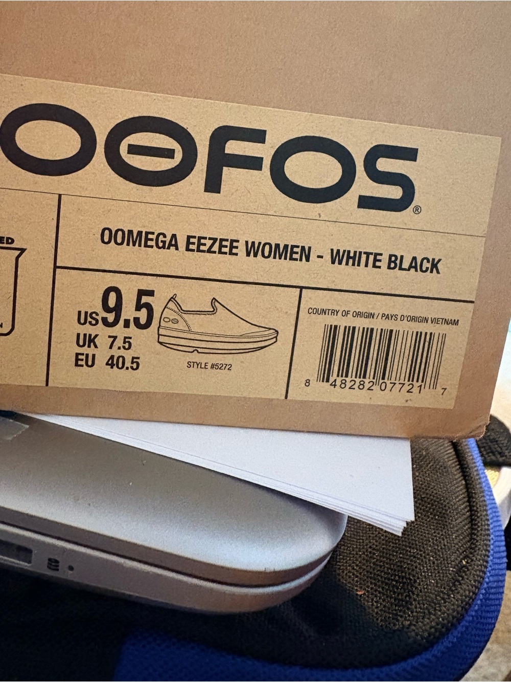 OOFOS OomeGA Eezee Women's Slip-On Shoes- White & Black